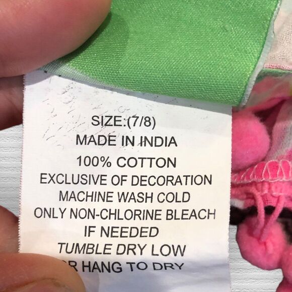 Classic Whimsy Girls Swim Cover Up Floral Pom Pom Pink Green Size 7/8 - Picture 4 of 5